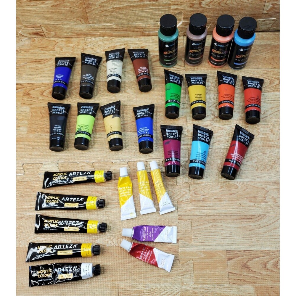 Liquitex Basics Arteza Acrylic Paint Colors Lot of 25+ Multiple Colors
